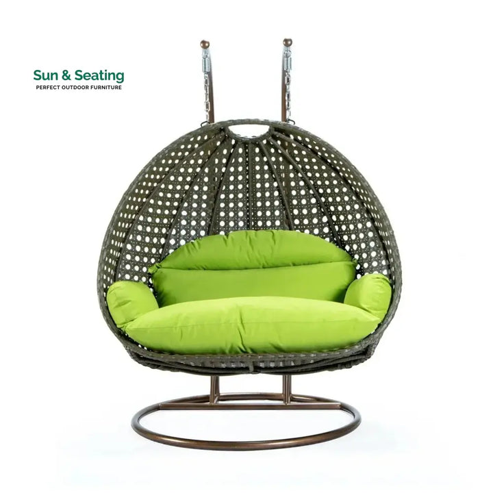 Chunhua Double Seater Hanging Swing Chair (Dark Brown/Green) Swing