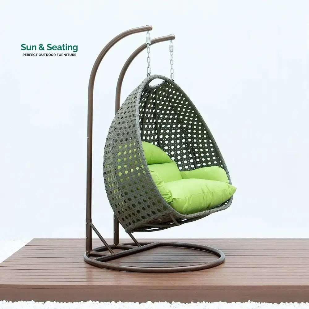 Chunhua Double Seater Hanging Swing Chair (Dark Brown/Green) Swing