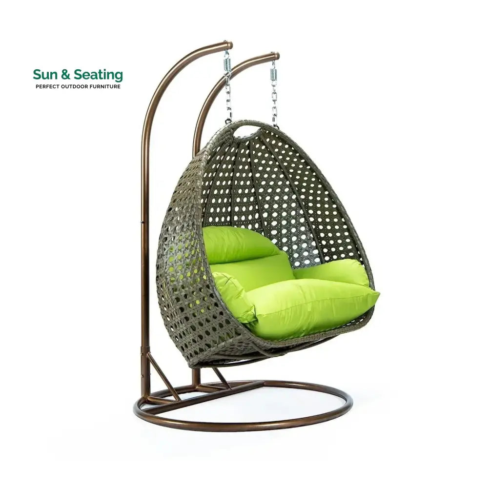 Chunhua Double Seater Hanging Swing Chair (Dark Brown/Green) Swing