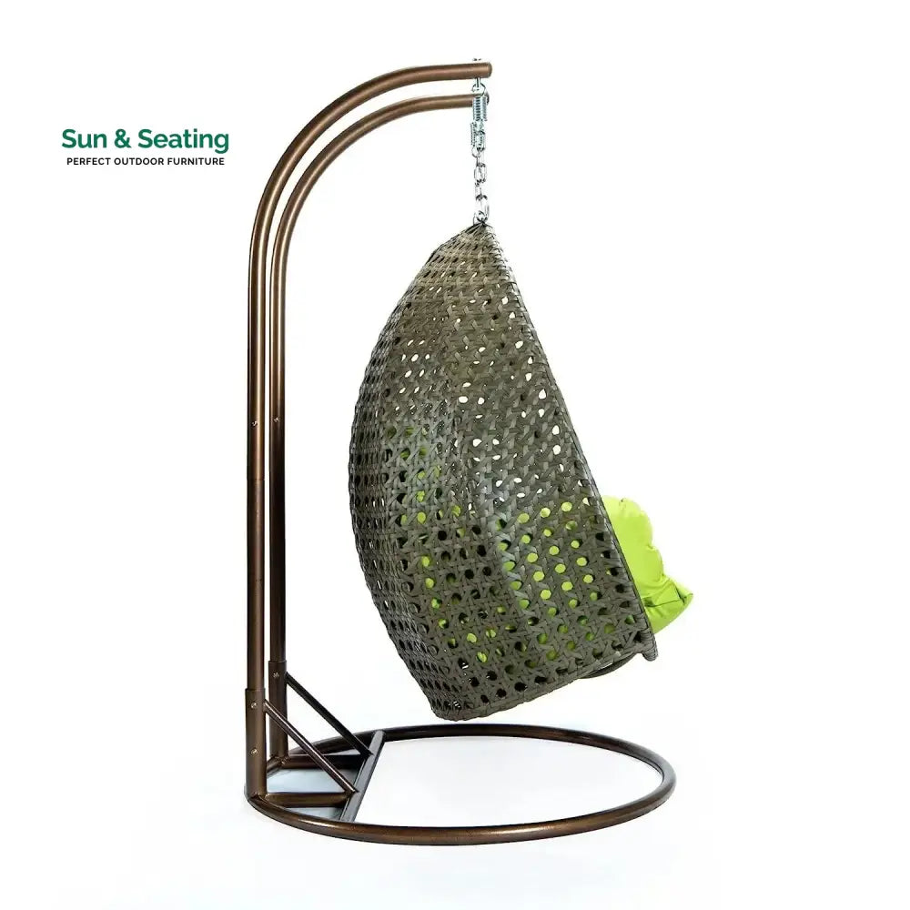 Chunhua Double Seater Hanging Swing Chair (Dark Brown/Green) Swing