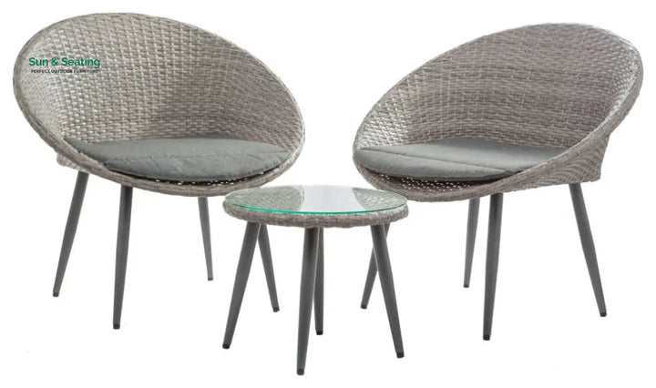 Cindy Outdoor Patio Seating Set 2 Chairs and 1 Table Set (Grey) Coffee Table Sets