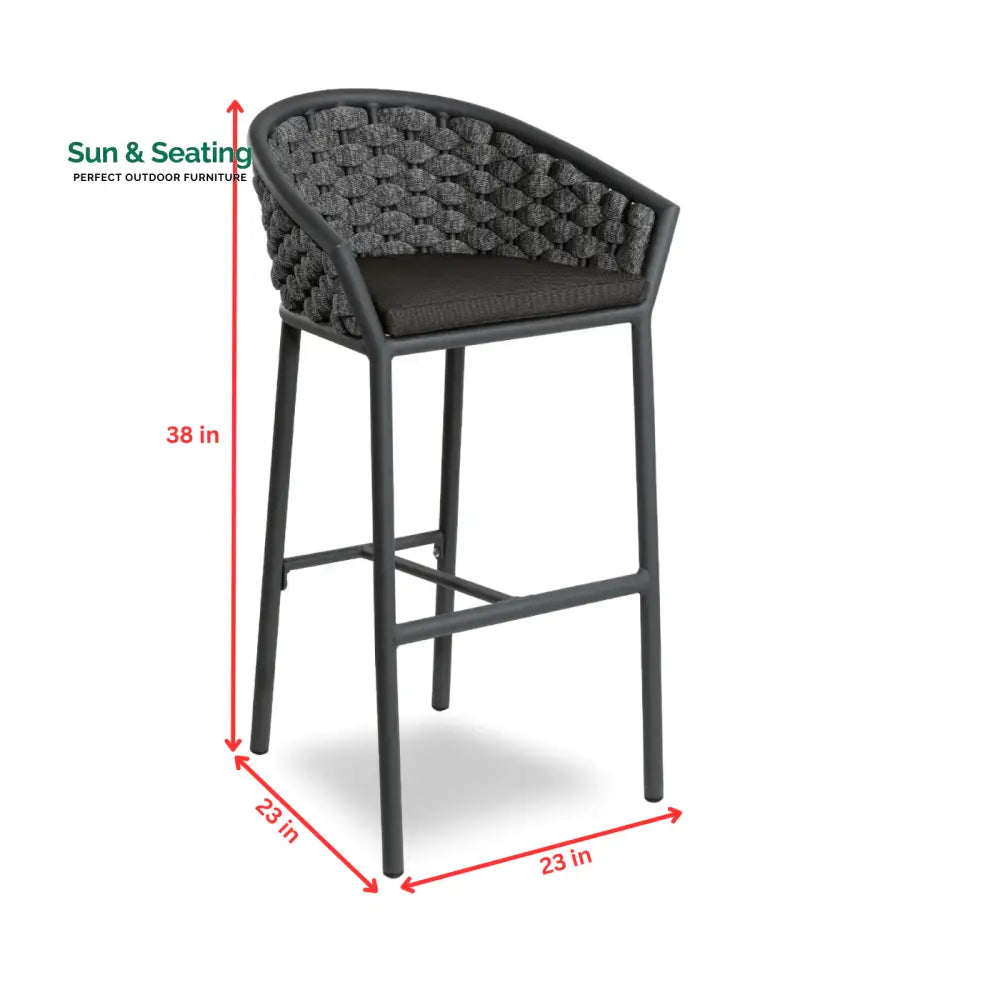 Cirillo Outdoor Patio Bar Chair 1 Chair For Balcony Braided &amp; Rope Bar Sets
