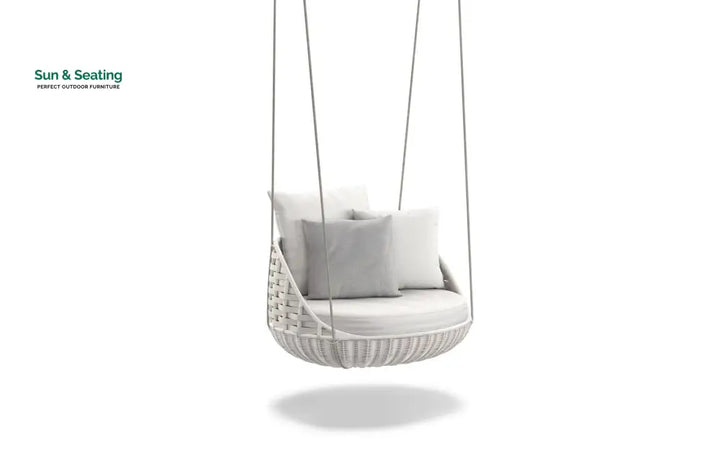 Ciro Single Seater Hanging Swing Without Stand For Balcony Garden Swing White Swings