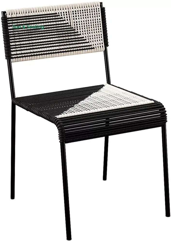 Clara Outdoor Patio Seating Set 2 Chairs and 1 Table Set (Black) Braided &amp; Rope Coffee Table Sets