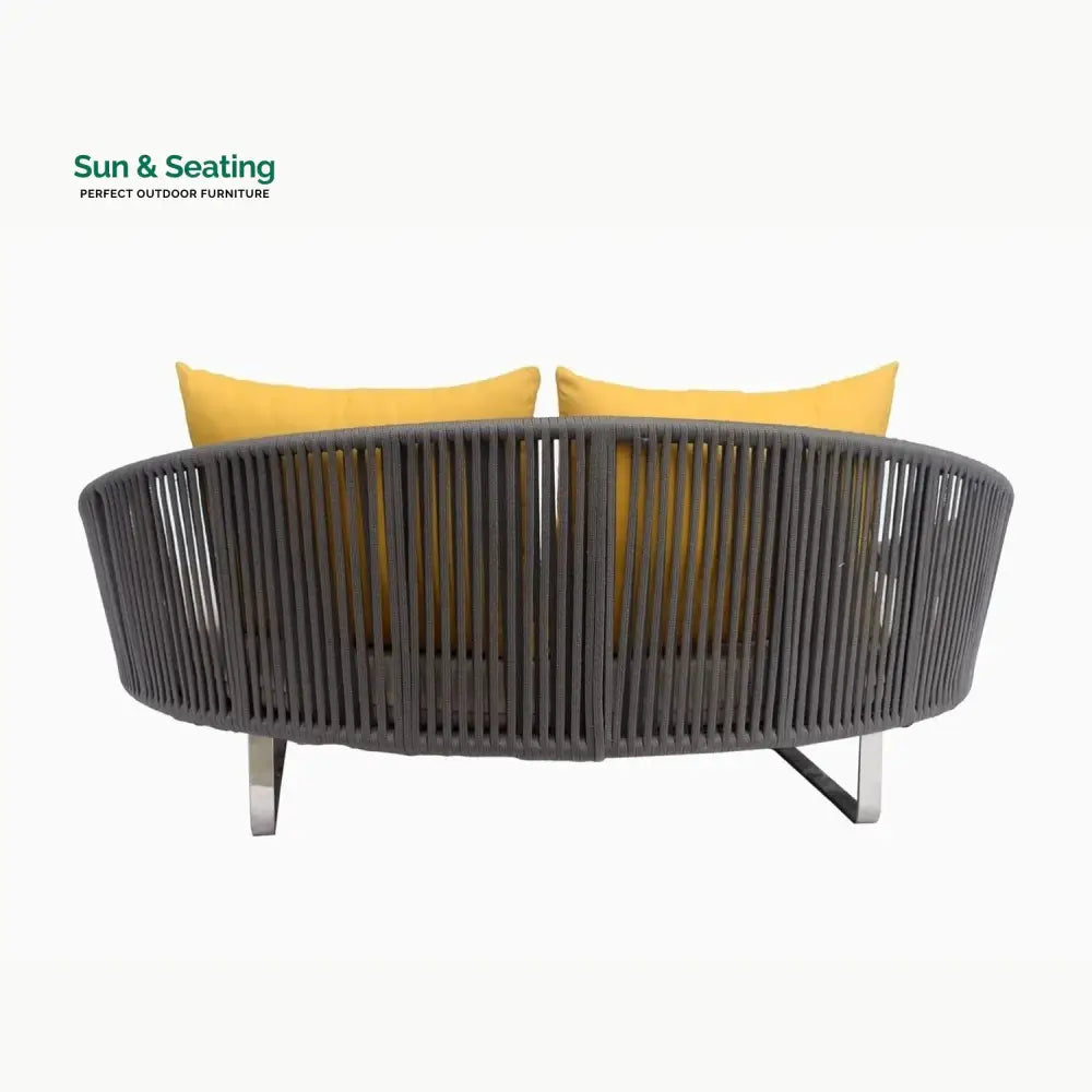 Clarisse Outdoor Grey Rope Patio Daybed with Comfortable Cream Cushion Daybed
