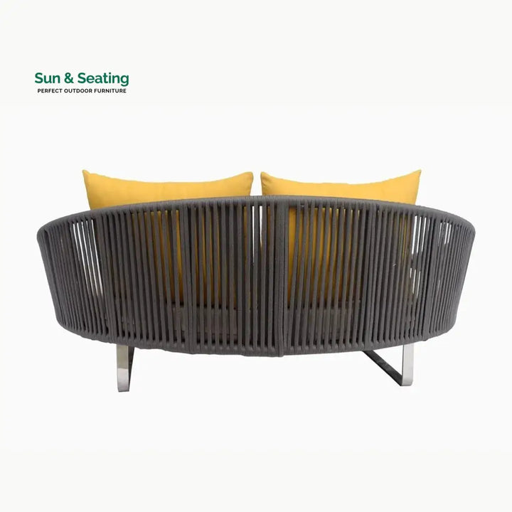 Clarisse Outdoor Grey Rope Patio Daybed with Comfortable Cream Cushion Daybed