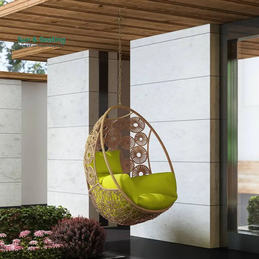 Clemente Single Seater Hanging Swing Without Stand For Balcony Garden Swing (Honey) Swings