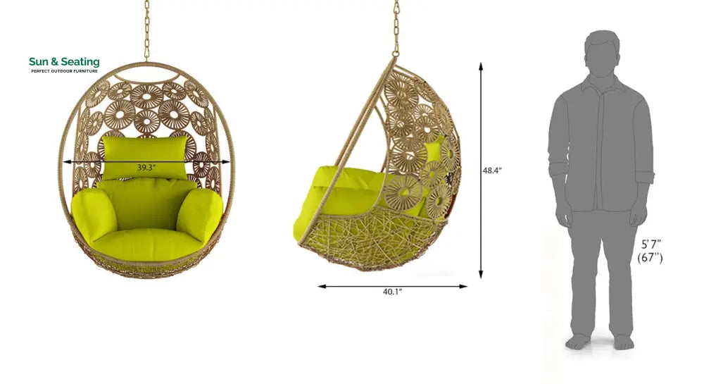 Clemente Single Seater Hanging Swing Without Stand For Balcony Garden Swing (Honey) Swings