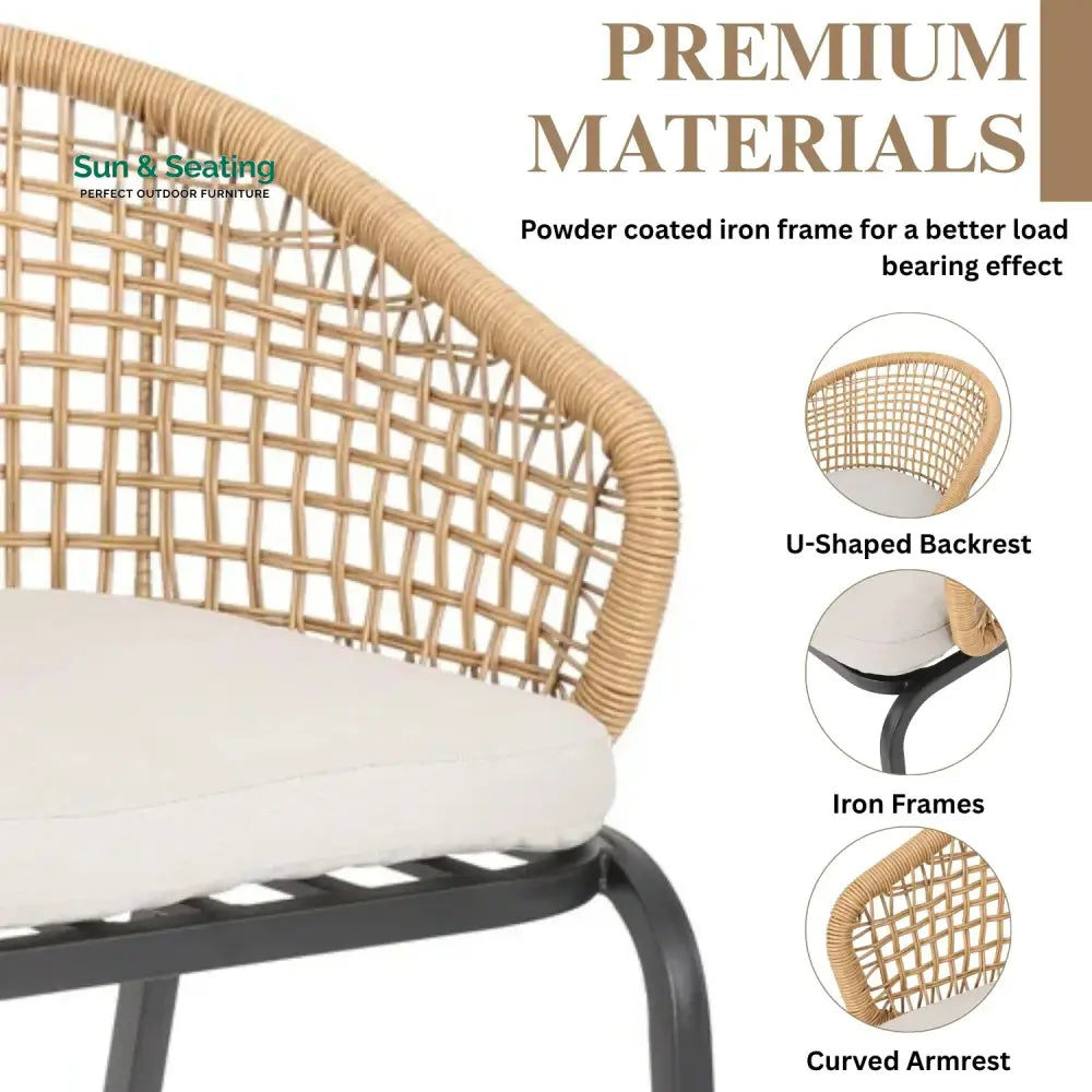 Clementine 3 Piece Garden Outdoor Rope Patio Set Patio Set