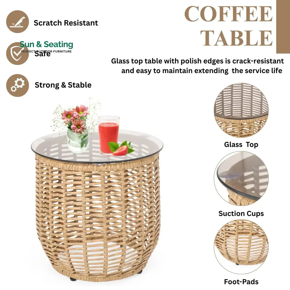 Clementine 3 Piece Garden Outdoor Rope Patio Set Patio Set