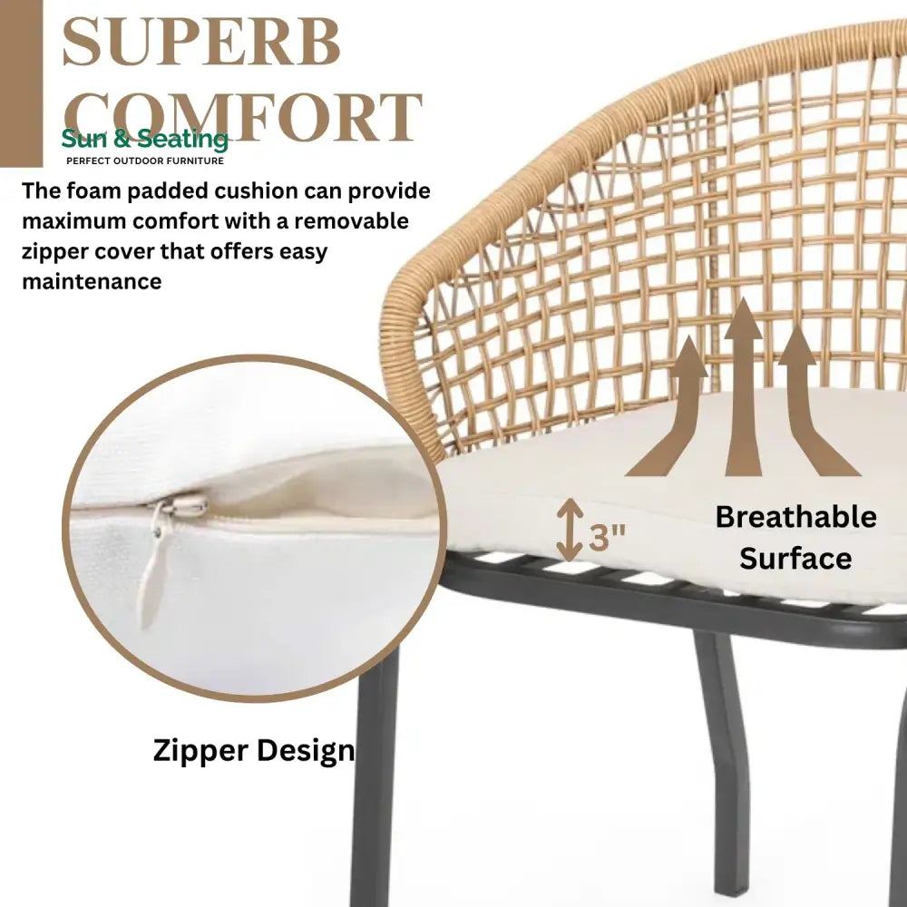 Clementine 3 Piece Garden Outdoor Rope Patio Set Patio Set