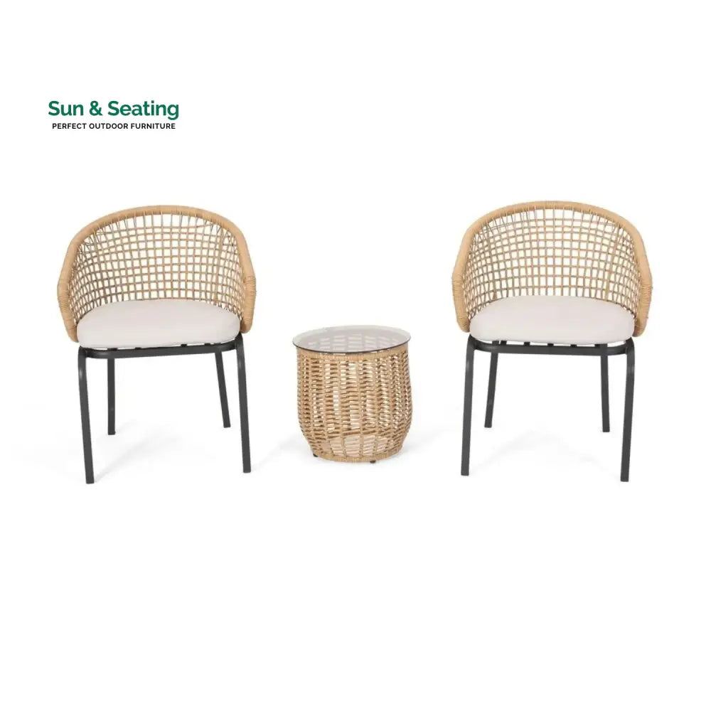 Clementine 3 Piece Garden Outdoor Rope Patio Set Patio Set