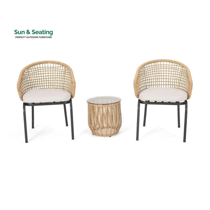 Clementine 3 Piece Garden Outdoor Rope Patio Set Patio Set