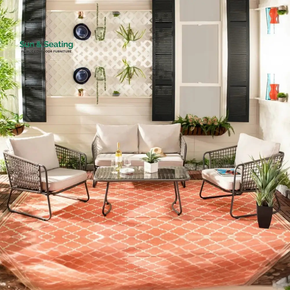 Clementine 4 Piece Outdoor All-Weather Rope Sofa Set Sofa Set