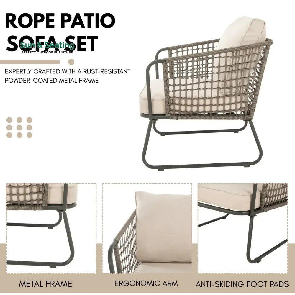 Clementine 4 Piece Outdoor All-Weather Rope Sofa Set Sofa Set