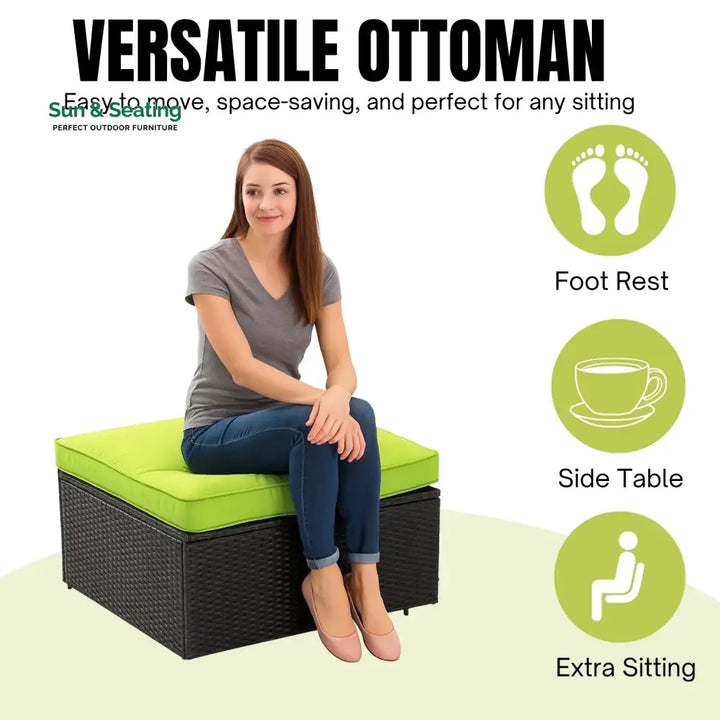 Clementine 6-Piece Outdoor Conversation Set (Black/Green) Sofa Set