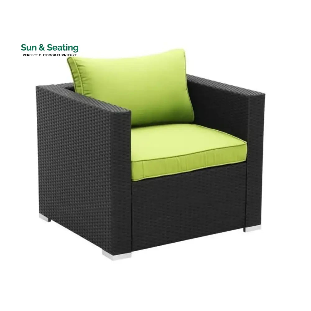 Clementine 6-Piece Outdoor Conversation Set (Black/Green) Sofa Set