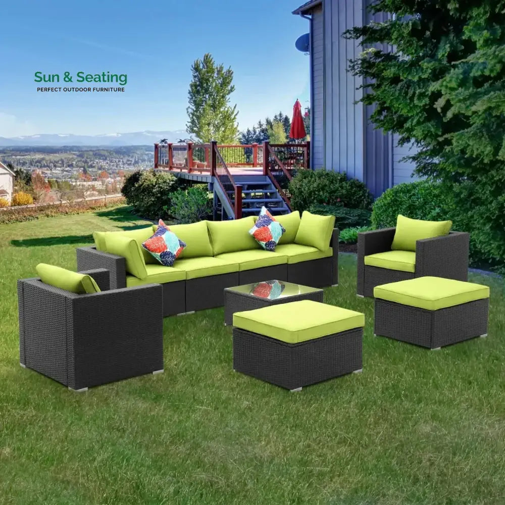 Clementine 6-Piece Outdoor Conversation Set (Black/Green) Sofa Set