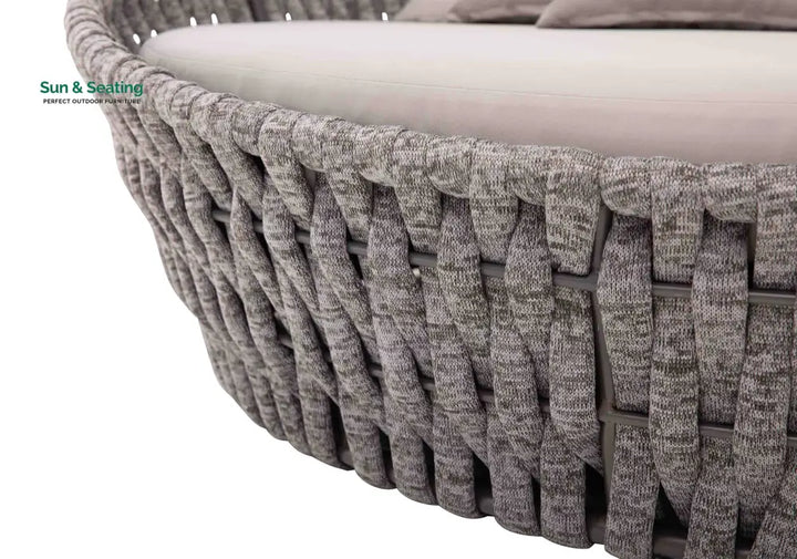 Cleri Outdoor Poolside Sunbed With Cushion Daybed (Dark Grey) Braided &amp; Rope Sunbed