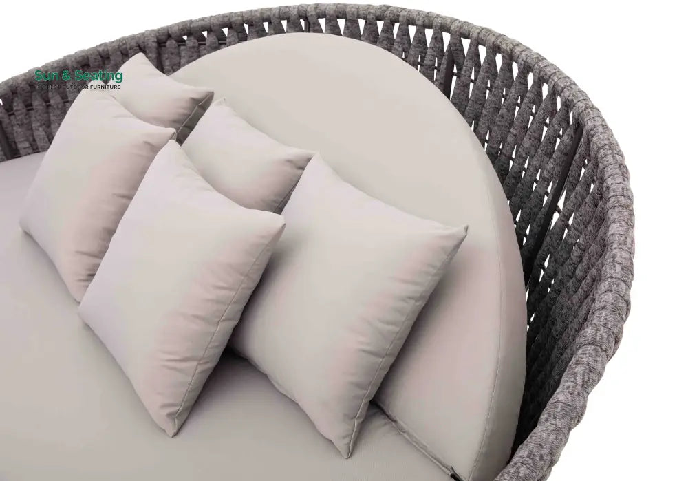 Cleri Outdoor Poolside Sunbed With Cushion Daybed (Dark Grey) Braided &amp; Rope Sunbed