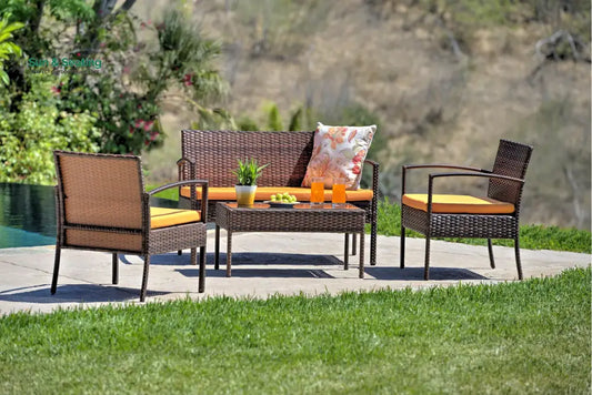 Clone Outdoor Sofa Set 2 Seater 2 Single seater and 1 Center Table Set (Brown) Orange Sofa Sets