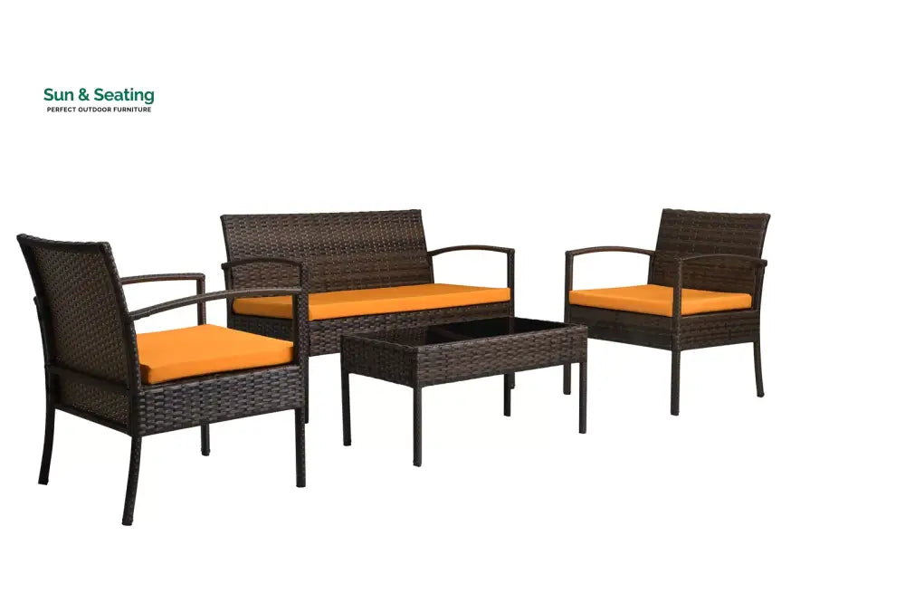 Clone Outdoor Sofa Set 2 Seater 2 Single seater and 1 Center Table Set (Brown) Sofa Sets