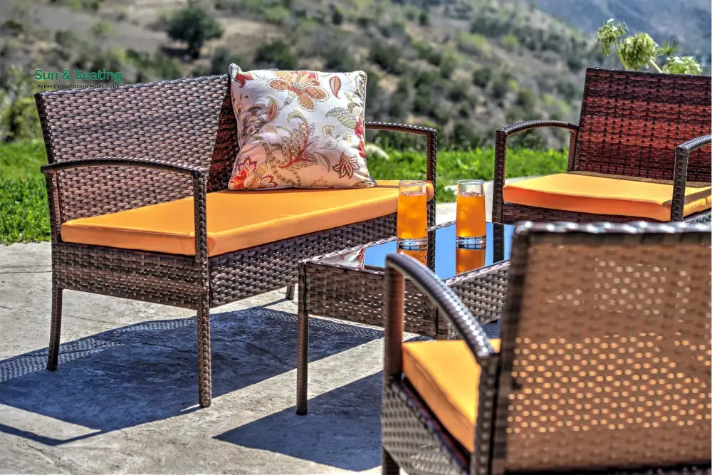 Clone Outdoor Sofa Set 2 Seater 2 Single seater and 1 Center Table Set (Brown) Sofa Sets