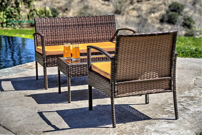 Clone Outdoor Sofa Set 2 Seater 2 Single seater and 1 Center Table Set (Brown) Sofa Sets