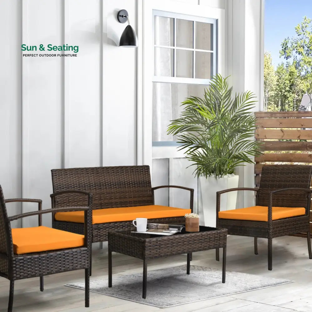 Clone Outdoor Sofa Set 2 Seater 2 Single seater and 1 Center Table Set (Brown) Sofa Sets