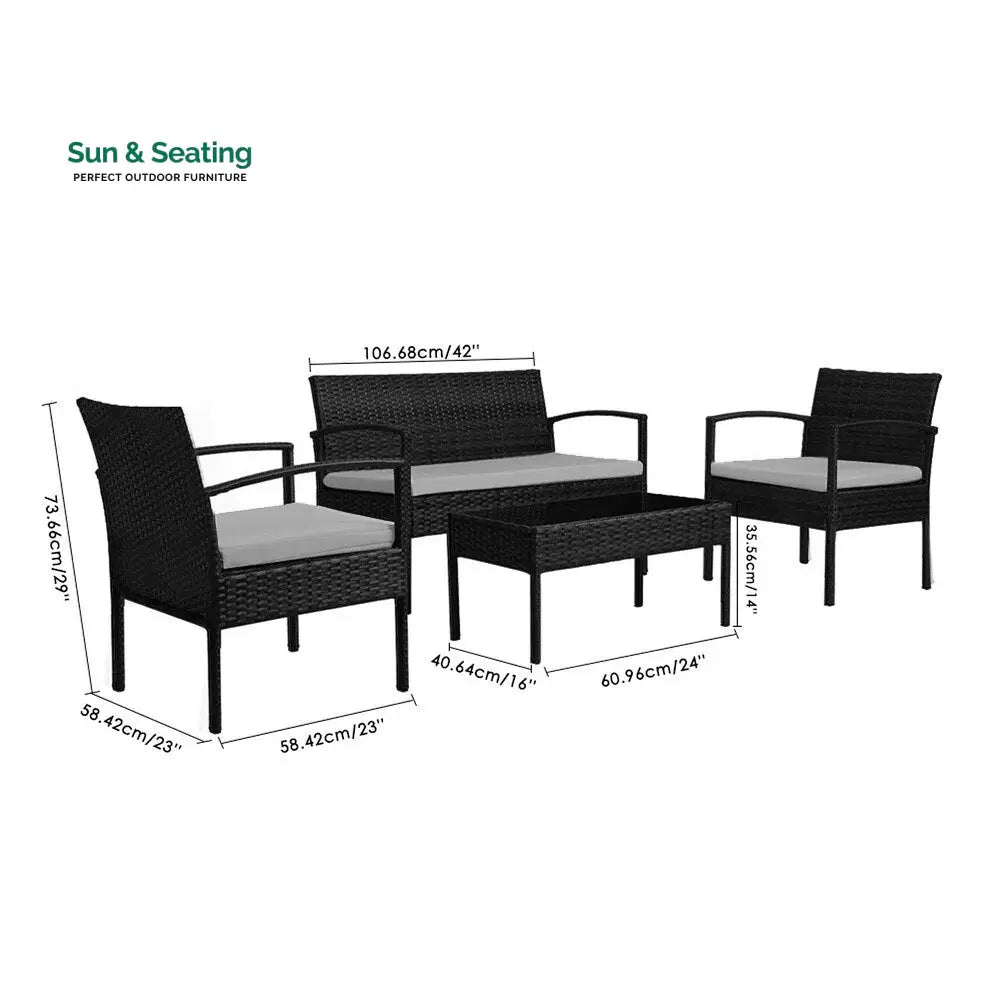 Clone Outdoor Sofa Set 2 Seater 2 Single seater and 1 Center Table Set (Brown) Sofa Sets