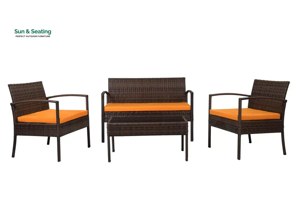 Clone Outdoor Sofa Set 2 Seater 2 Single seater and 1 Center Table Set (Brown) Sofa Sets