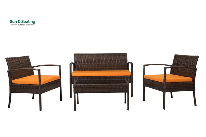 Clone Outdoor Sofa Set 2 Seater 2 Single seater and 1 Center Table Set (Brown) Sofa Sets