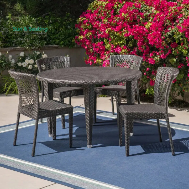 Coco Outdoor Patio Dining Set 4 Chairs and 1 Table (Brown) Dining sets