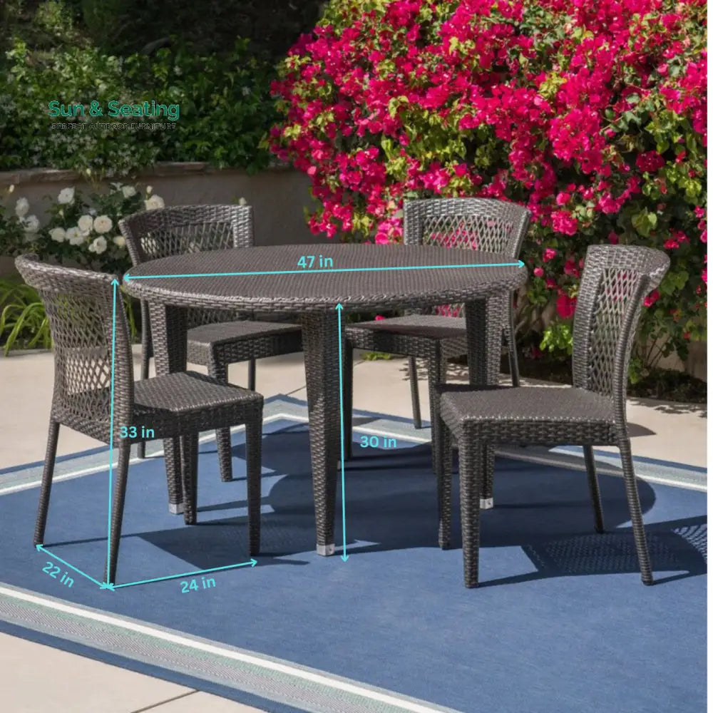 Coco Outdoor Patio Dining Set 4 Chairs and 1 Table (Brown) Dining sets