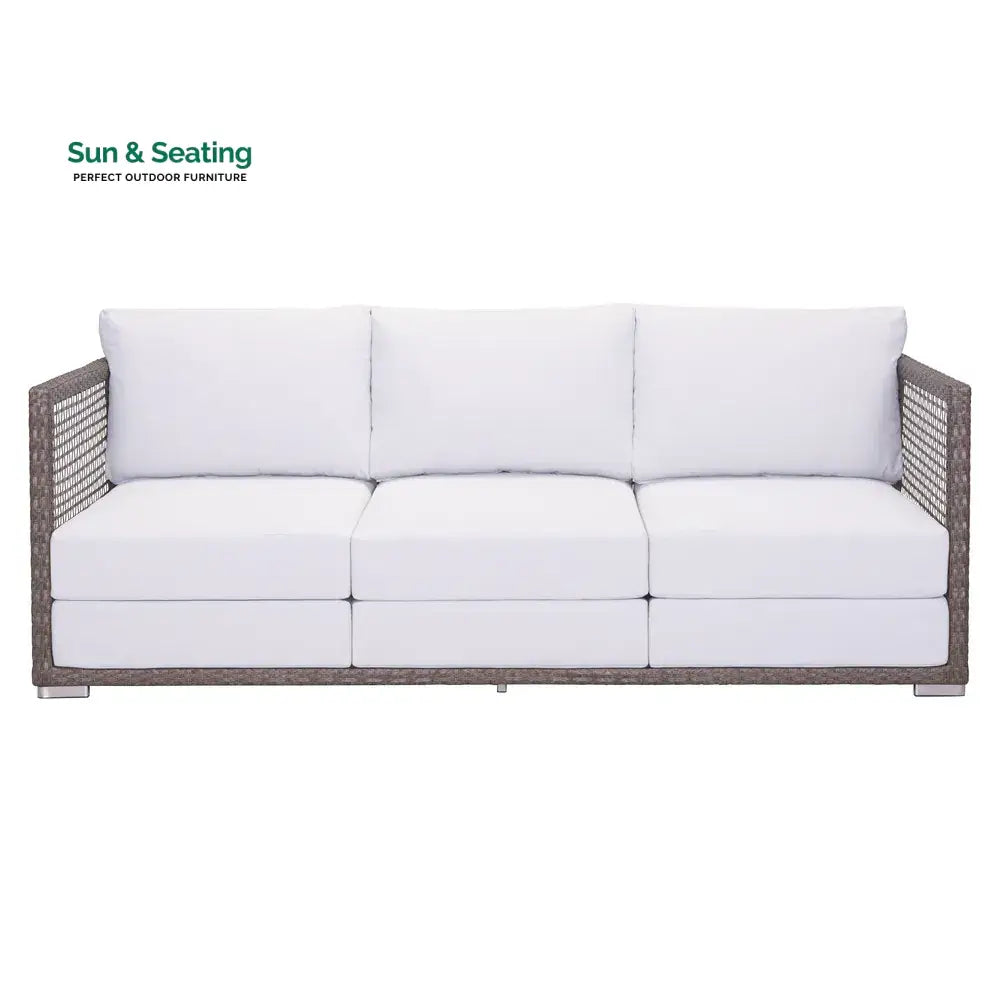 Coco Outdoor Sofa Set 3 Seater 2 Single seater and 1 Center Table (White+ Brown) Sofa Sets