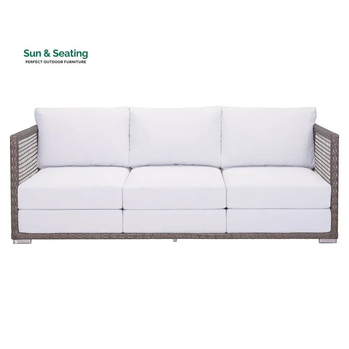 Coco Outdoor Sofa Set 3 Seater 2 Single seater and 1 Center Table (White+ Brown) Sofa Sets