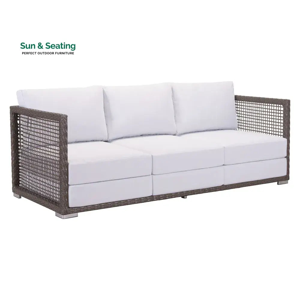 Coco Outdoor Sofa Set 3 Seater 2 Single seater and 1 Center Table (White+ Brown) Sofa Sets