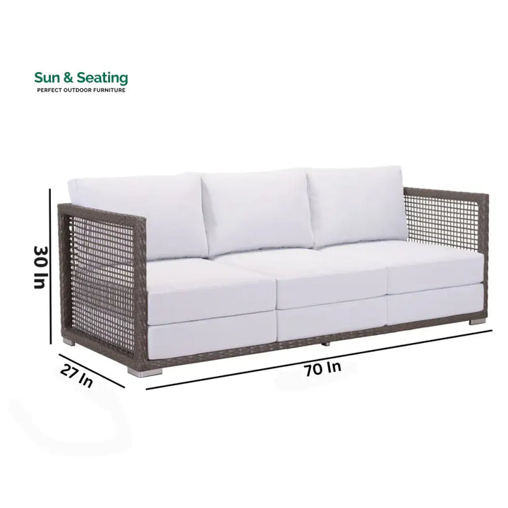 Coco Outdoor Sofa Set 3 Seater 2 Single seater and 1 Center Table (White+ Brown) Sofa Sets