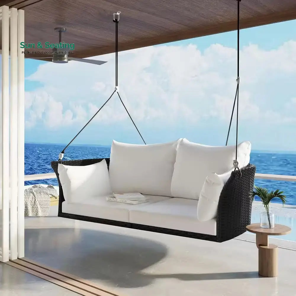 Colson Double Seater Hanging Swing Without Stand For Balcony Garden Swing (Black + White) Swings