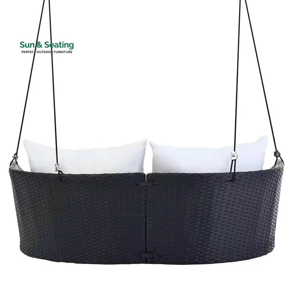 Colson Double Seater Hanging Swing Without Stand For Balcony Garden Swing (Black + White) Swings