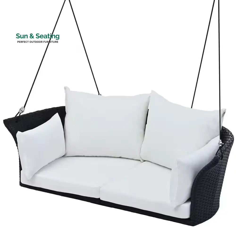 Colson Double Seater Hanging Swing Without Stand For Balcony Garden Swing (Black + White) Swings