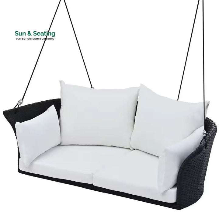 Colson Double Seater Hanging Swing Without Stand For Balcony Garden Swing (Black + White) Swings