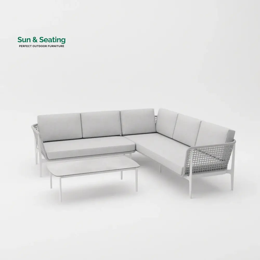 Colten Outdoor Garden Balcony Sofa Set 5 Seater and 1 Center Table Set Braided &amp; Rope (Grey) Sofa Sets
