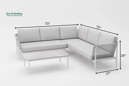 Colten Outdoor Garden Balcony Sofa Set 5 Seater and 1 Center Table Set Braided & Rope (Grey) Sofa Sets