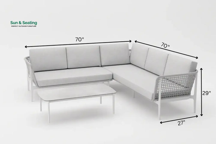 Colten Outdoor Garden Balcony Sofa Set 5 Seater and 1 Center Table Set Braided &amp; Rope (Grey) Sofa Sets