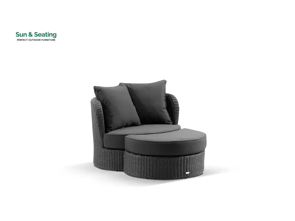 Comox Outdoor Garden Balcony Sofa Set 2 Seater Single seater and 1 Center Table with Ottoman Set (Black) Sofa Sets