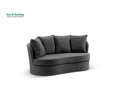 Comox Outdoor Garden Balcony Sofa Set 2 Seater Single seater and 1 Center Table with Ottoman Set (Black) Sofa Sets