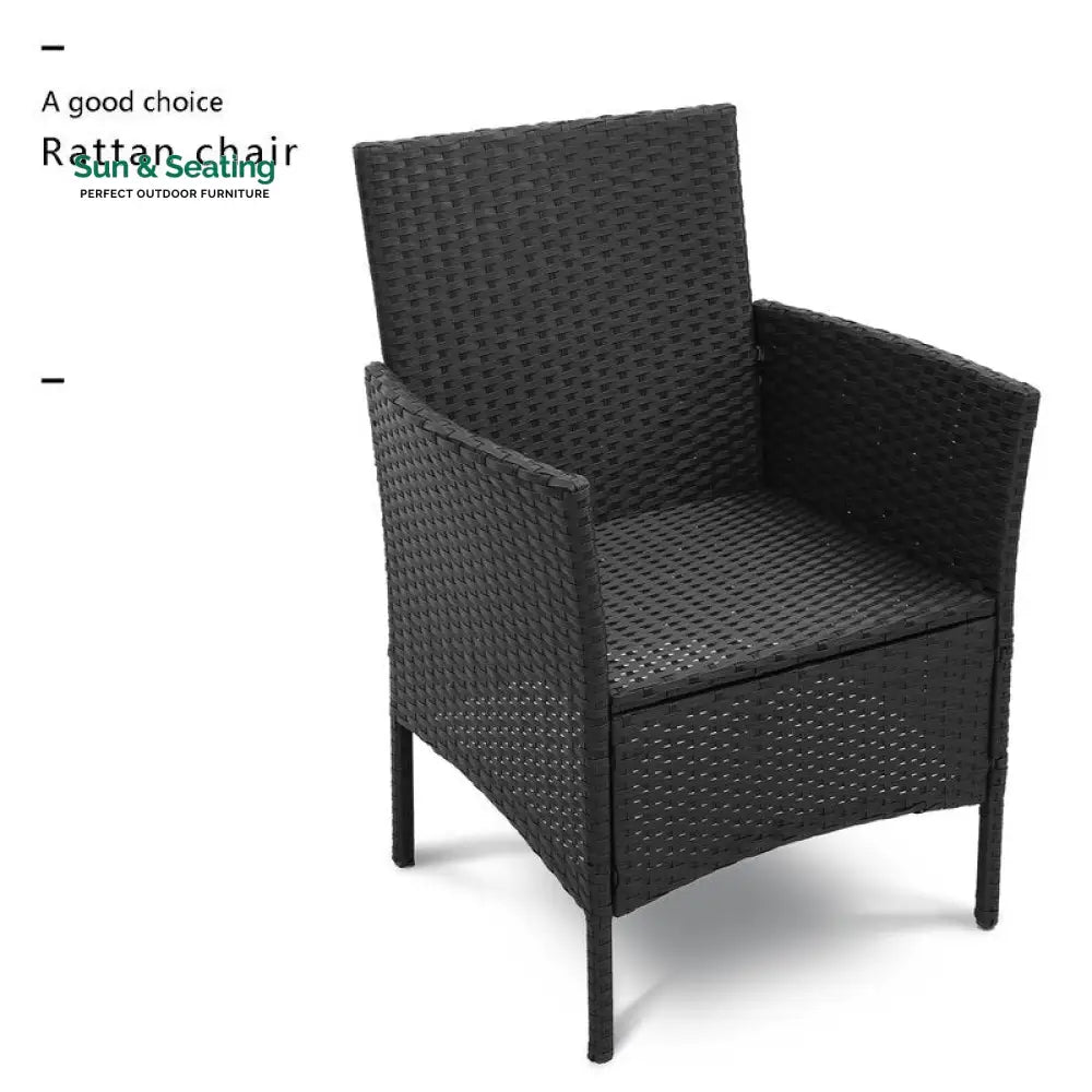 Connie Outdoor Patio Seating Set 2 Chairs and 1 Table Set (Black) Coffee Table Sets