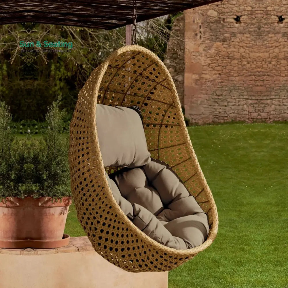 Consuelo Egg Swing Chair (Beige and Dark Grey) Swing