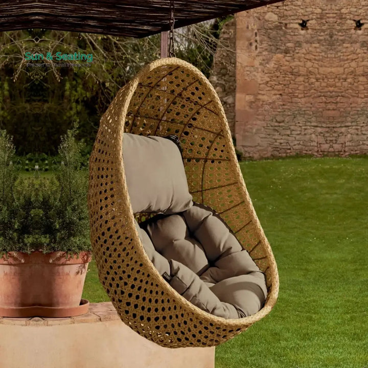 Consuelo Egg Swing Chair (Beige and Dark Grey) Swing